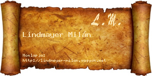 Lindmayer Milán névjegykártya